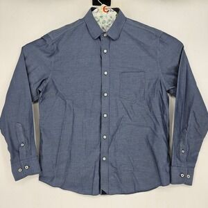 Untuckit Shirt Mens Large Button Up Casual Preppy Blue Long Sleeve Wrinkle Free